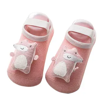 1 пара носков для малышей, нескользящие детские носки с мультяшными животными, удобные для кожи, на весну
