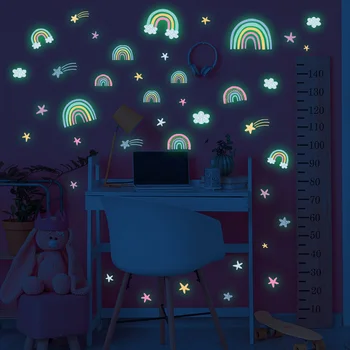 1 шт. светящаяся наклейка на стену, детские обои с радужными звездами, фоновые наклейки на стены, декор для спальни, гостиной