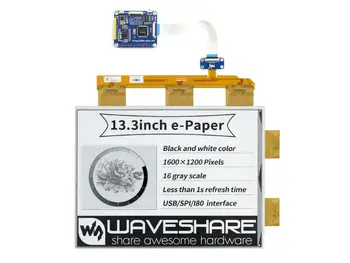 13,3-дюймовый дисплей Waveshare e-Paper e-Ink для Raspberry Pi, разрешение 1600 * 1200, 16 оттенков серого, поддерживает частичное обновление