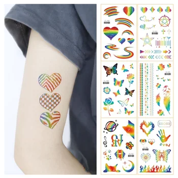 15 видов Одноразовой Блестящей пудры ЛГБТ, Временная татуировка, Красочные наклейки на День Гордости Радуги, Градиентный Макияж для взрослых