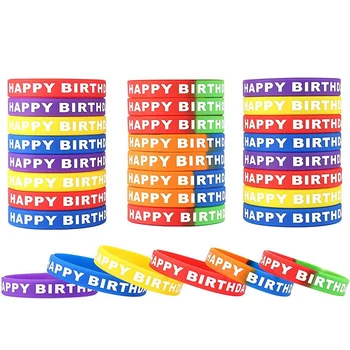 18 шт., Резиновые браслеты с Днем Рождения, цветные Силиконовые браслеты для вечеринки по случаю Дня Рождения, сувениры 6 Стилей