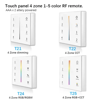 2.4 G T21/T22/T24/T25 4Zone Smart Touch Panel дистанционный светодиодный Диммер затемнения/RGB/RGBW/RGB +CCT Светодиодный Контроллер яркости для светодиодной ленты