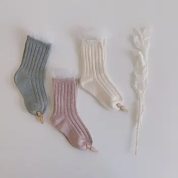 3 пары / лот, Летние Новые носки для девочек, Хлопчатобумажные сетчатые кружевные носки ярких цветов для детей 1-7 лет, аксессуары для младенцев