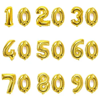 32-дюймовые воздушные шары с золотыми цифрами 10 20 30 40 50 60 70 80 90 Лет Взрослым День Рождения Годовщина свадьбы Украшение шариками своими руками