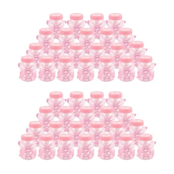 48 X детская бутылочка Мини-бутылочка для младенцев 4x9 см Горный хрусталь Розовый Медведь Подарок для крещения девочки