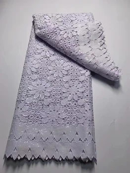 5 ярдов африканской кружевной ткани 2022 высококачественная вышивка из сетки с блестками французская свадебная водорастворимая кружевная ткань для пошива одежды