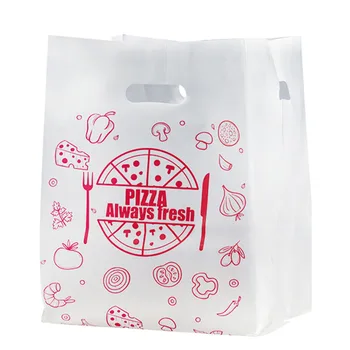 50шт Пластиковая Прозрачная хозяйственная сумка из супермаркета, толстая портативная сумка на вынос, пакеты для упаковки пиццы, хлеба, конфет, тортов