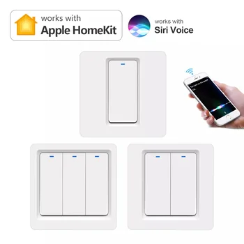 Apple Homekit Smart Light Switch WiFi Настенный выключатель Кнопочный 1/2 / 3Gang СВЕТОДИОДНЫЙ Комнатный Светильник для iphone Работает с Siri Voice