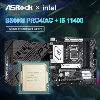 ASROCK B560M PRO4/AC Новая Материнская плата + процессор Intel Core i5 11400 CPU LGA1200 Socket M.2 Процессор SATA3 Комплект материнской платы placa mãe