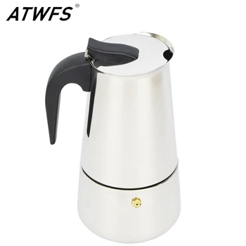 ATWFS Высококачественная Кофеварка из нержавеющей стали на 2/6 чашек Moka Pot Чашки для эспрессо, Перколятор для латте, Кофеварка для эспрессо на плите
