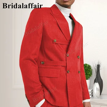 Bridalaffair Positive Red, новые модные белые мужские костюмы Slim Fit, 2 предмета, двубортная Элегантная Официальная Лучшая мужская свадебная одежда