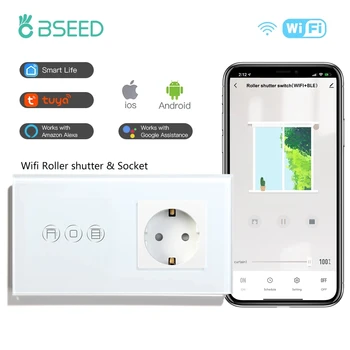 BSEED Wifi Переключатель роликовых жалюзи Умный переключатель жалюзи Google Home Smart Life Управление Tuya Alexa с простой розеткой ЕС