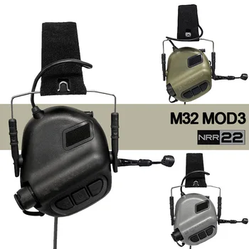 Headset Taktis EARMOR M32 MOD3 Penutup Telinga Berburu & Menembak dengan Mikrofon Amplifikasi Suara Mendukung Komunikasi PTT