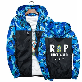 Juice WRLD 2023 Мужская Новая Весенне-осенняя модная ветровка с камуфляжной строчкой, повседневное пальто на молнии, спортивные толстовки, куртка, топ