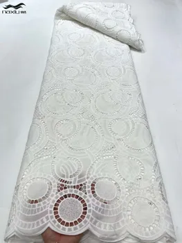 Madison-Белая Африканская кружевная ткань с шифоном, нигерийская французская сетка, пошив свадебных платьев, высокое качество, 2023 г.