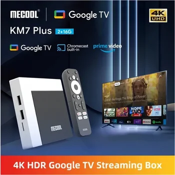 MECOOL KM7 Plus TV Box Android 11 Netflix 4k Сертифицированный Google 2 ГБ DDR4 16 ГБ ROM 100M LAN Интернет S905Y4 AV1 Домашний медиаплеер