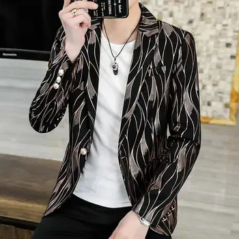 Блейзер контрастного цвета, мужская модная светская Мужская модельная куртка, Корейский деловой повседневный пиджак, Мужской Офисный формальный блейзер X32