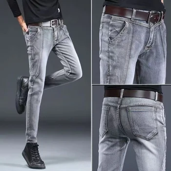 Весна-осень, новая полированная джинсовая ткань, Тонкая Корейская мода, мужская уличная одежда, Дизайнерская одежда, Ковбойские студенческие джинсовые брюки