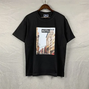 Высококачественная ВИНТАЖНАЯ футболка SOHO New York Block KITH, футболка в стиле Ретро с фото Для Мужчин и Женщин Свободного кроя