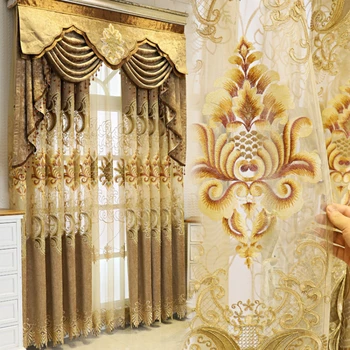 Высококачественные Европейские шторы для гостиной, столовой, спальни, Затемненная ткань с вышивкой из синели, Тюлевый балдахин виллы
