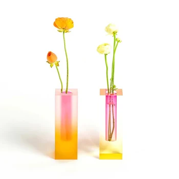 Высококачественные Цветные Акриловые вазы для цветов, маленькие Стеклянные вазы для украшения дома, Свадебные Стеклянные Подарочные вазы