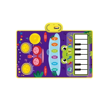 Детские игрушки 2-В-1, Коврик Для Фортепиано и Барабана Для Малышей С Палочками, Сенсорные Игрушки Для Раннего Музыкального Обучения В Возрасте 1-3 лет