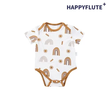 Детские комбинезоны Happyflute для новорожденных мальчиков и девочек из бамбукового хлопка с короткими рукавами, боди для младенцев