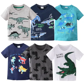Детские топы с принтом динозавра, Футболка для детей, Одежда Лето 2020, Футболки для мальчиков, Хлопковая футболка для 7 лет, одежда для маленьких мальчиков, одежда для малышей