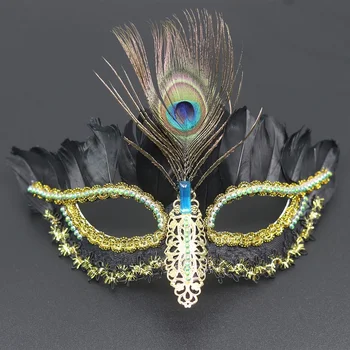Европейская и американская Кружевная маска из павлиновых перьев в стиле ретро, таинственная карнавальная маска, Маскарадный бал, маска для вечеринки на Хэллоуин