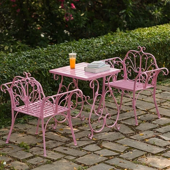 Европейская комбинация стола и стула из кованого железа во дворе, на открытом воздухе, журнальный столик и стул на балконе, стол для пикника для отдыха