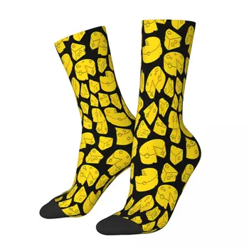 Желтые сырные носки Мужские Женские весенние чулки с принтом