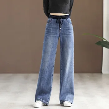 Женские брюки, бесплатная доставка, женская трендовая зимняя одежда для мам, джинсы, мешковатые для женщин, Корейская уличная одежда с высокой талией