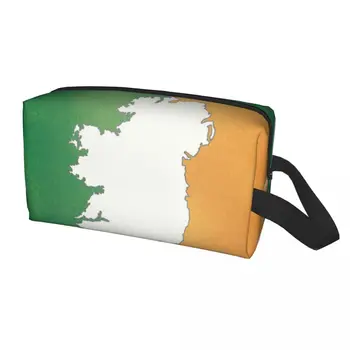 Карта Ирландии в стиле Ретро для путешествий В сумке для туалетных принадлежностей с Ирландским флагом Портативный Патриотический Косметический органайзер для макияжа Коробка для хранения косметики Dopp Kit Box