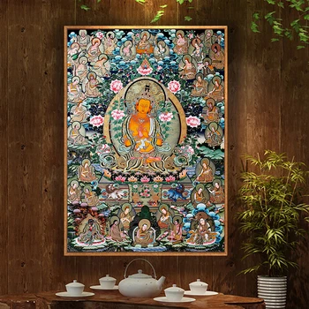 Картина Будды Тханка Индия Китайская Религия Стиль Печать на холсте Живопись Плакат Искусство Настенные панно для домашнего декора прихожей