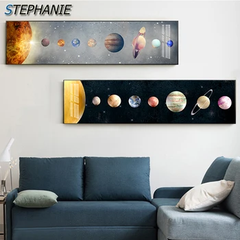 Картина на холсте Nordic Planet Sun, уникальный желто-черный плакат и принт для гостиной, настенная картина для спальни, настенный художественный плакат