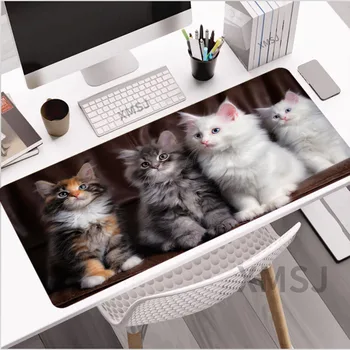 Коврик для мыши с милым котом, ноутбук с HD-печатью, игровые аксессуары, клавиатура для ПК, Геймерский игровой большой коврик для мыши, нескользящий настольный коврик Kawaii