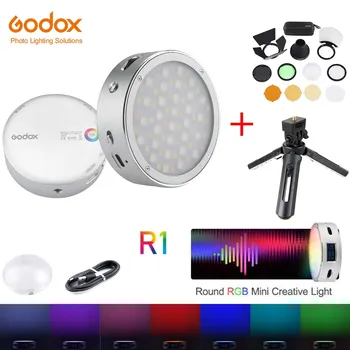 Кольцевая подсветка Godox R1 RGB, мини-креативный светильник, встроенный пурпурный светодиод для освещения фотосъемки смартфона Viedo