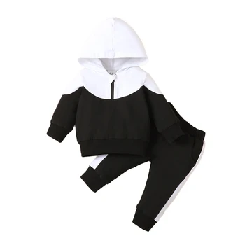Комплекты осенней одежды для маленьких мальчиков Толстовка в стиле пэчворк с длинным рукавом + клетчатые брюки с 2 карманами