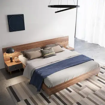 Кровать-татами в японском стиле, Современная минималистичная мебель для спальни, Небольшая квартира, Главная спальня, Свадебная кровать-лежанка 1,5 м 1,8 м