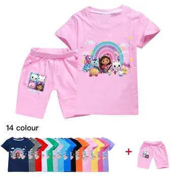 Летние комплекты одежды для маленьких девочек, хлопковые футболки с короткими рукавами и шортами 