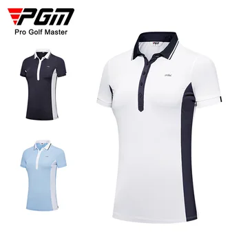 Летняя одежда PGM, женская футболка с короткими рукавами, Дизайн лацканов, открытая модная рубашка, Спортивный женский топ для гольфа и тенниса, Дышащий, быстросохнущий