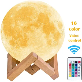 Лунная Лампа Креативная Ночная Лампа 3D Печать Лунная Лампа Настольная Лампа 16 Цветов Изменение Сенсорного/Удаленного Светодиодного Лунного Света Украшение Дома Подарок
