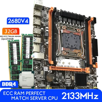 Материнская плата Atermiter DDR4 D4 В комплекте с процессором Xeon E5 2680 V4 LGA2011-3 2шт X 16 ГБ = 32 ГБ 2133 МГц DDR4 RAM Memory REG ECC