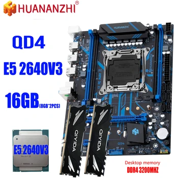 Материнская плата HUANANZHI X99 QD4 LGA2011-3 комплект материнской платы E5 2640 V3 DDR4 16G (8gbx2) 3200 МГЦ NVME M.2 USB3.0 SATA3 memory combo