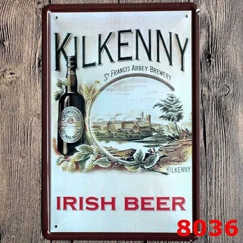 Металлическая жестяная вывеска Килкенни Ирландский пивной бар Паб Винтажный ретро плакат Кафе