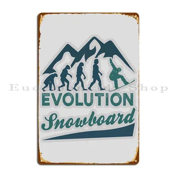 Металлическая табличка Evolution Snowboard для вечеринки, роспись стен паба, декор для стен, печать жестяной вывески, плакат