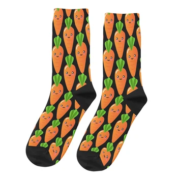 Милые морковные забавные мужские носки в стиле ретро, овощная еда, новинка в уличном стиле, подарочный носок для экипажа с рисунком