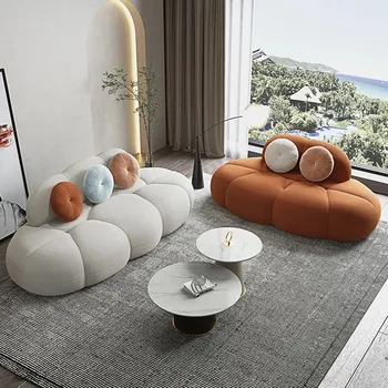 Минималистичный кашемировый итальянский стиль, креативный легкий роскошный облачный диван, современный простой маленький семейный дизайнер для отдыха специальной формы