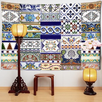 Мозаичный гобелен, висящий на стене, богемное колдовство, цветочное искусство, Хипповская печать, ТАПИЗ, домашний декор для спальни