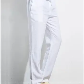 Мужские летние Тонкие брюки Loog из хлопка и льна Высокого качества, Прямые Свободные Однотонные Повседневные брюки, Модное Социальное мужское платье B77